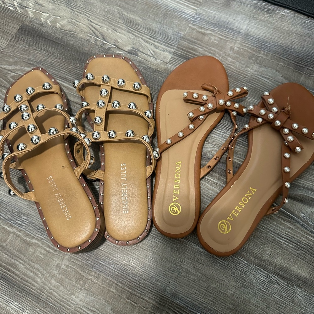 Sincerely Jules Studded Tan Sandals